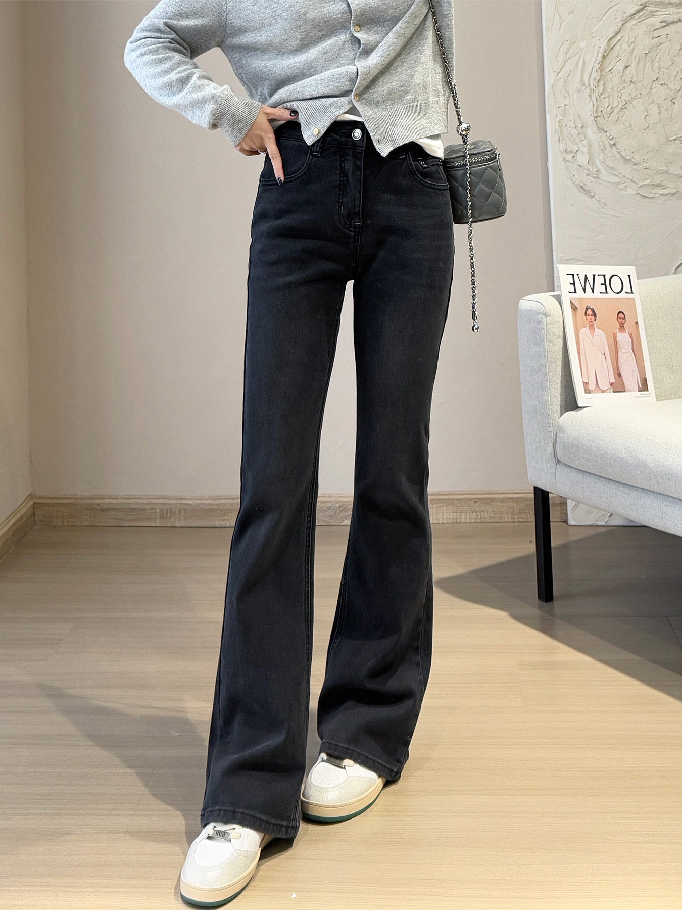 Goddess Long Legs Bootcut Trousers High Waist