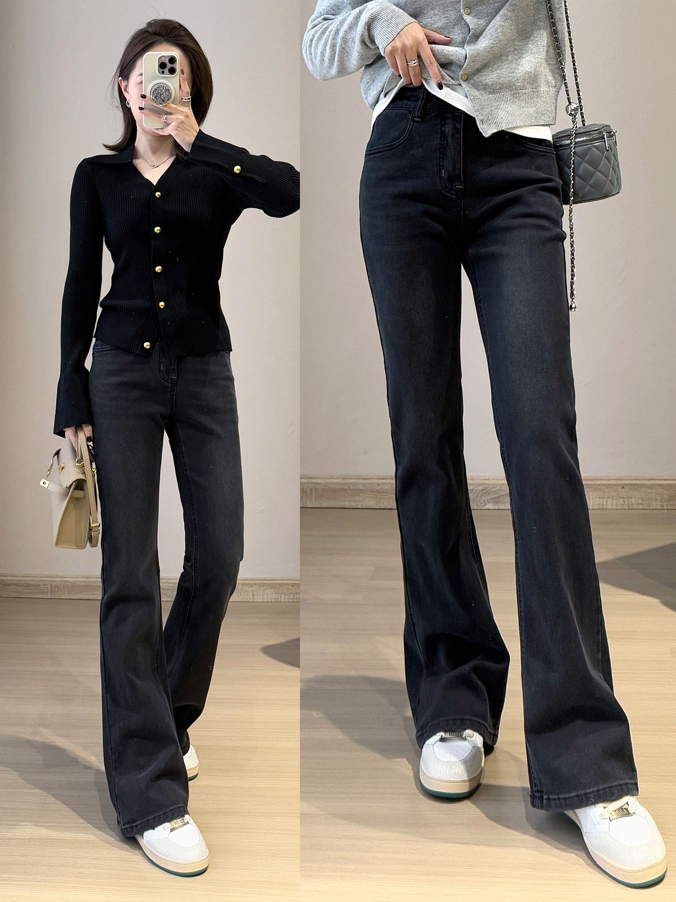 Goddess Long Legs Bootcut Trousers High Waist
