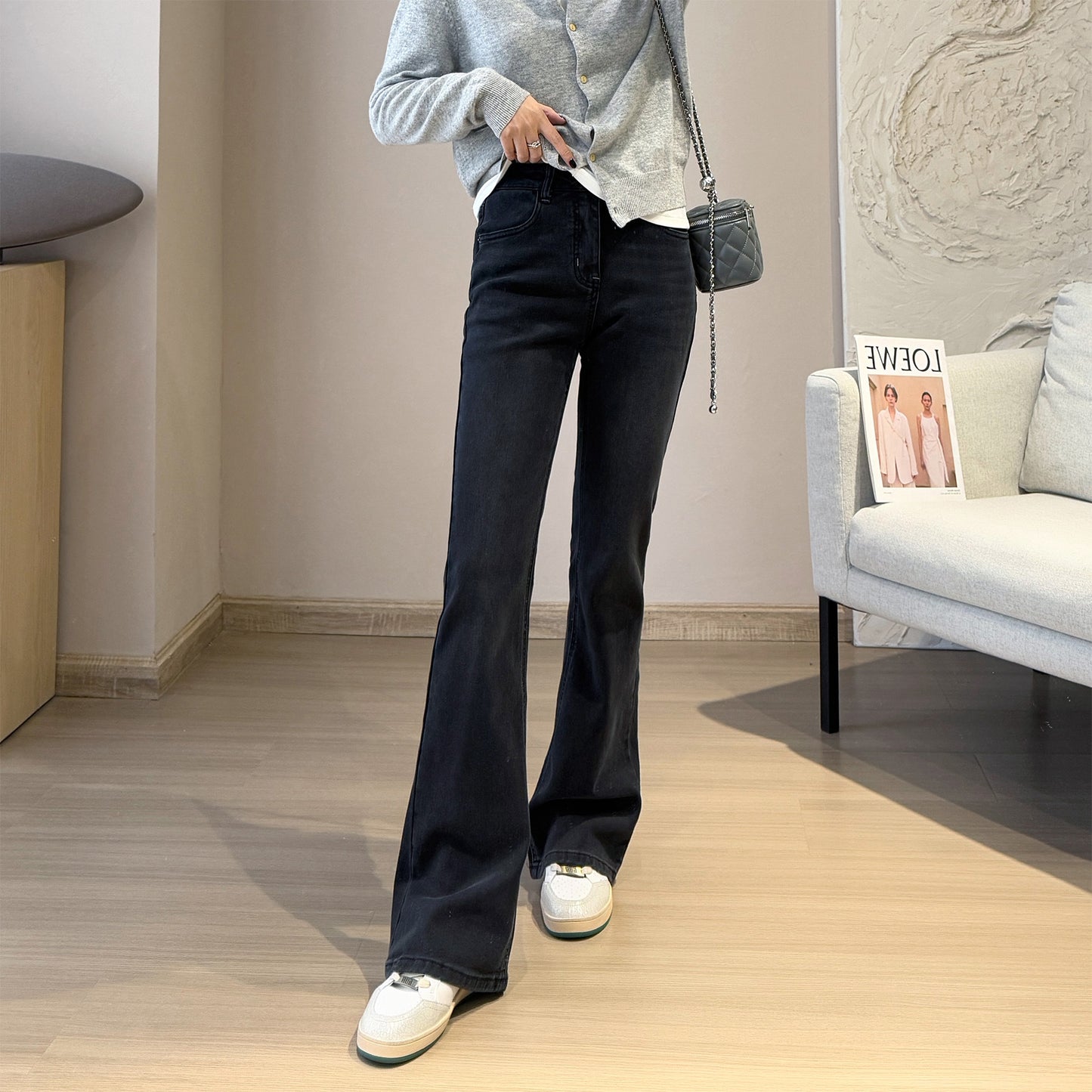Goddess Long Legs Bootcut Trousers High Waist