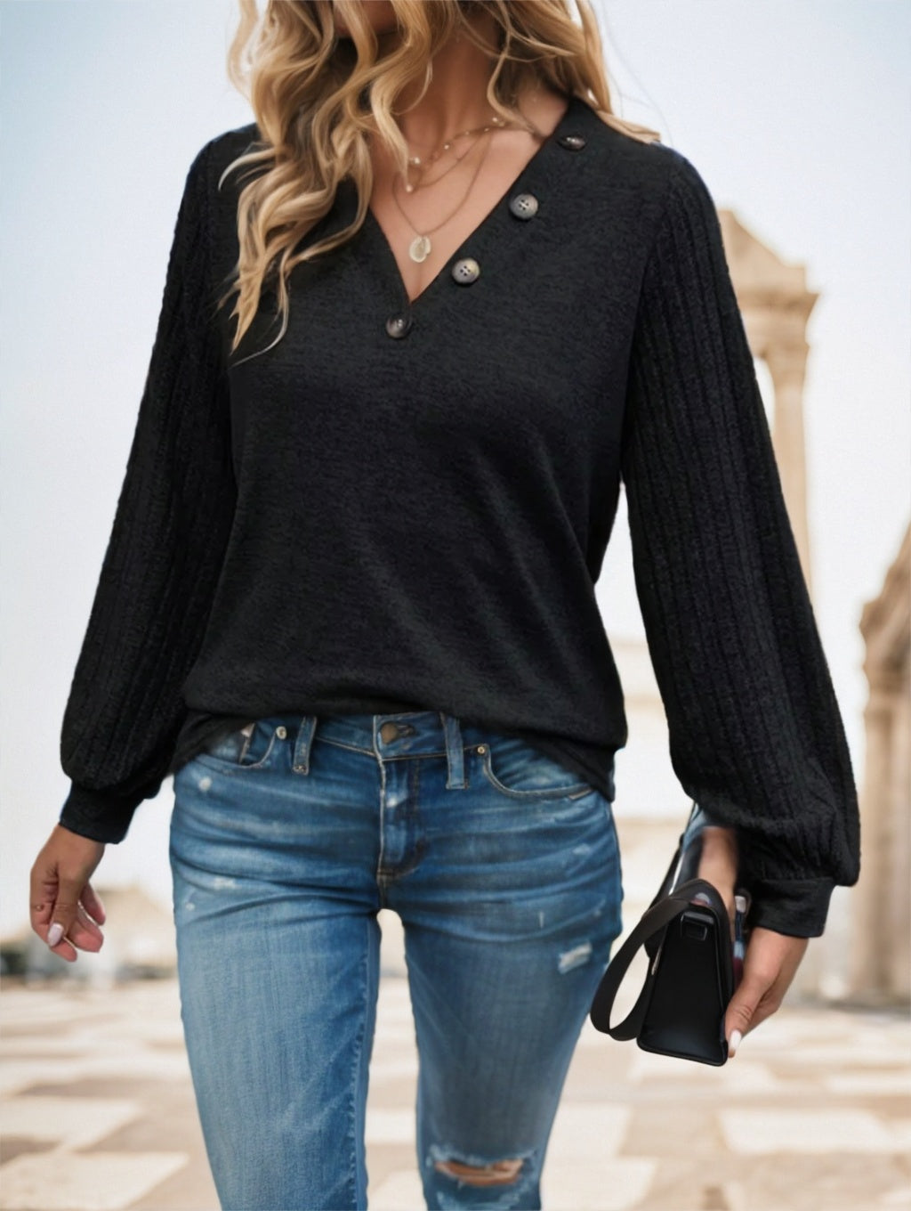 Ladies' Solid-colored Long-sleeved T-shirt