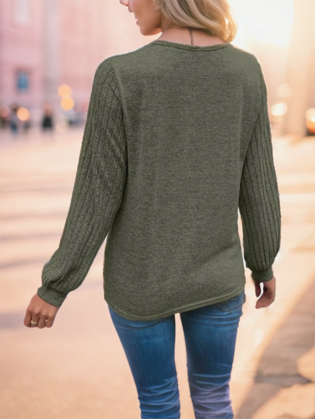 Ladies' Solid-colored Long-sleeved T-shirt