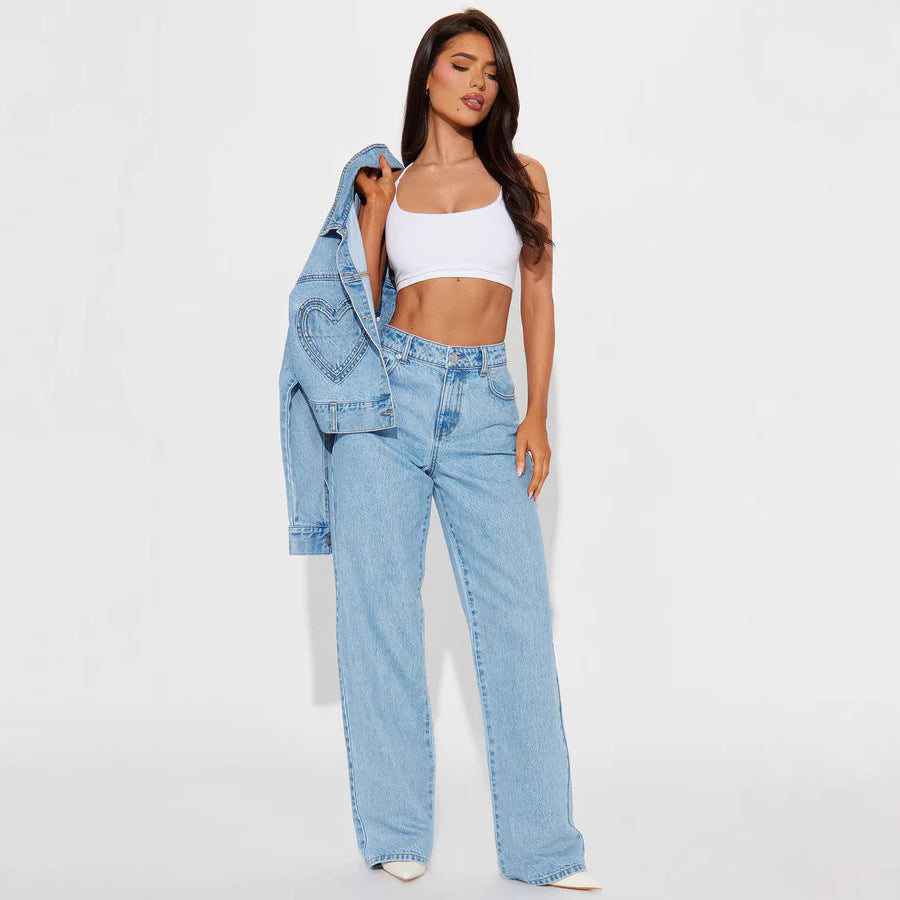 Love Pocket High Waist Loose Jeans