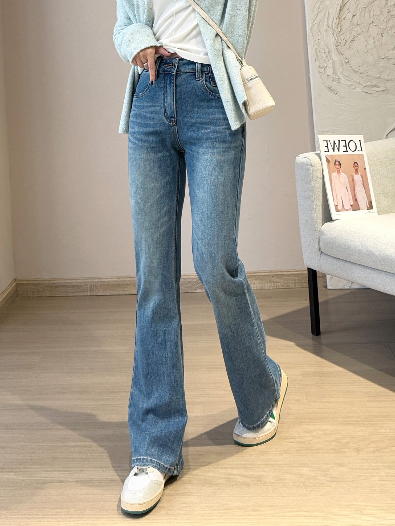 Goddess Long Legs Bootcut Trousers High Waist
